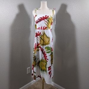 House of Harlow 1960 Linen Blend Tropical Cutout Midi Dress, NWT, Size L